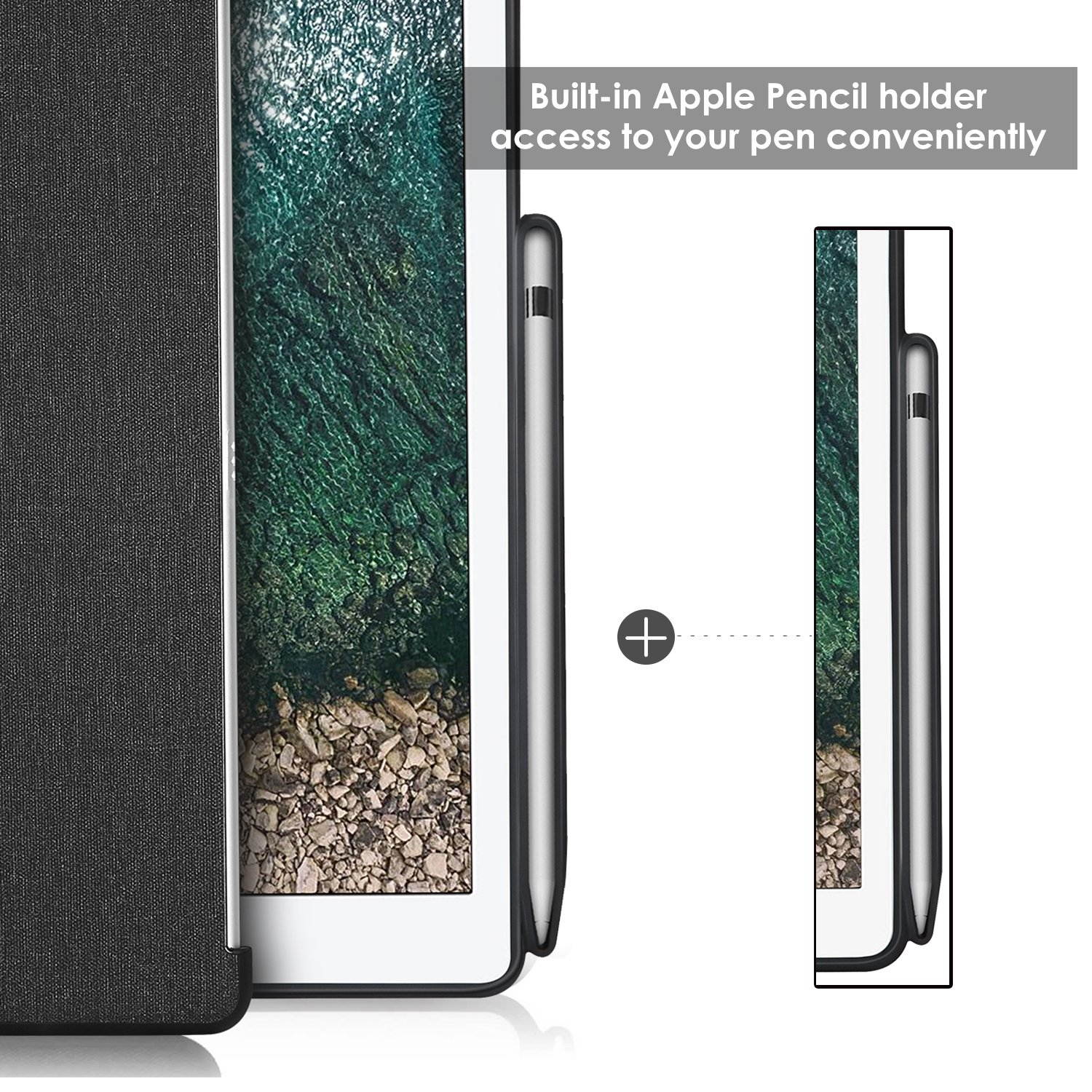 ProCase iPad Air 10.5" (3rd Gen) 2019 / iPad Pro 10.5 2017 Case, Companion Back Cover with Apple Pencil Holder for 10.5" iPad Air/iPad Pro 10.5, Work with Apple Smart Keyboard and Smart Cover &ndash;Black