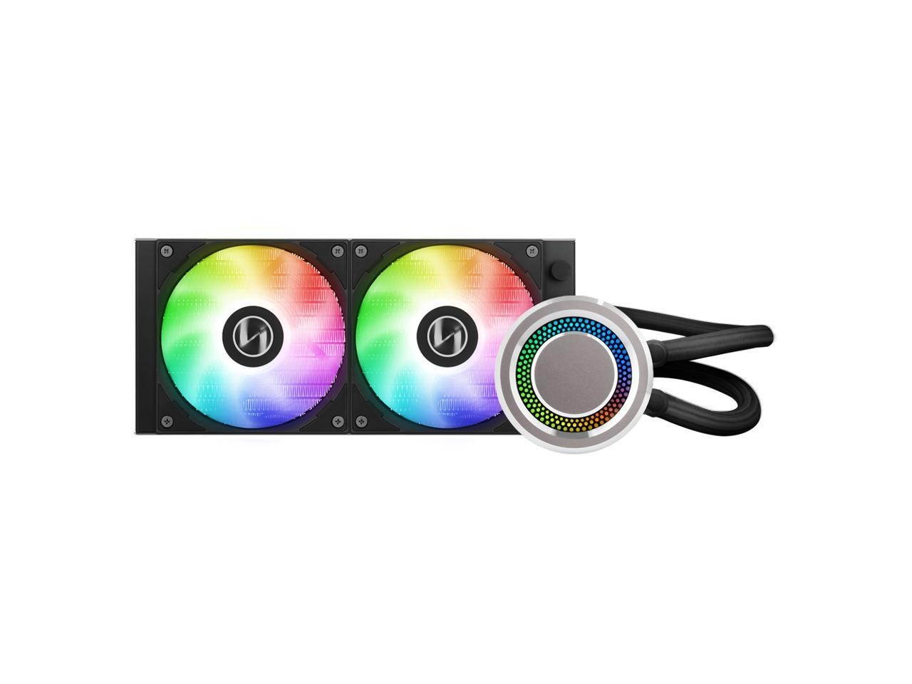 LIAN LI GALAHAD AIO240 RGB BLACK, Dual 120mm Addressable RGB Fans AIO CPU Liquid Cooler