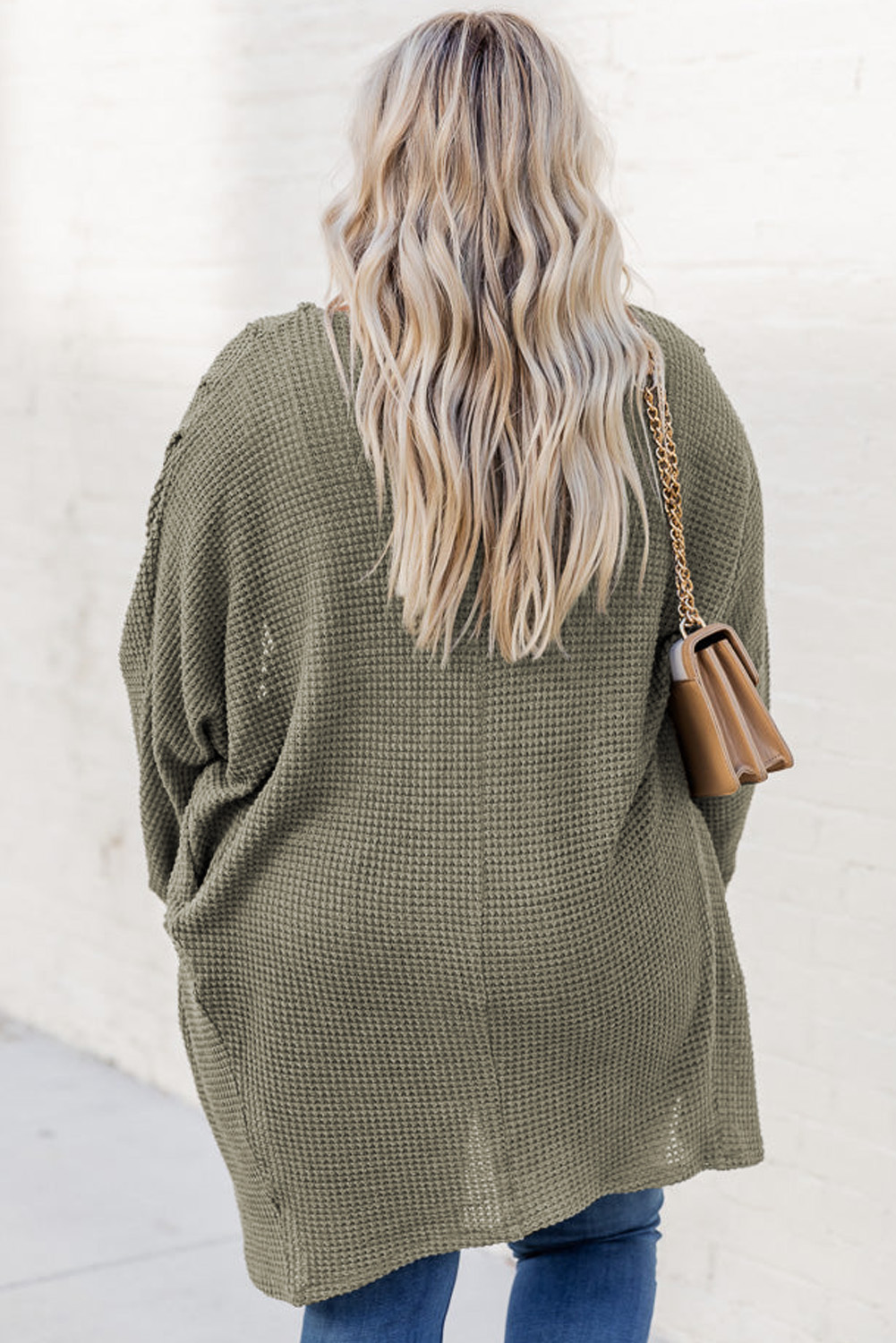 Khaki Star Pattern Drop Shoulder Sweater