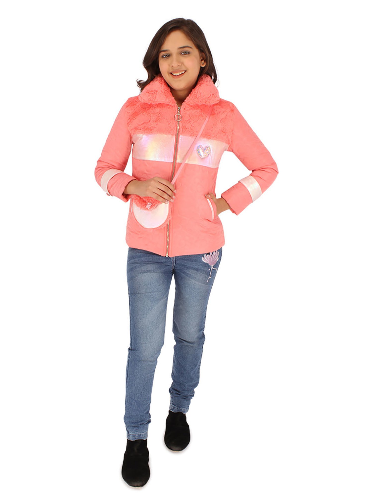 Elle Kids Black Self Pattern Jacket