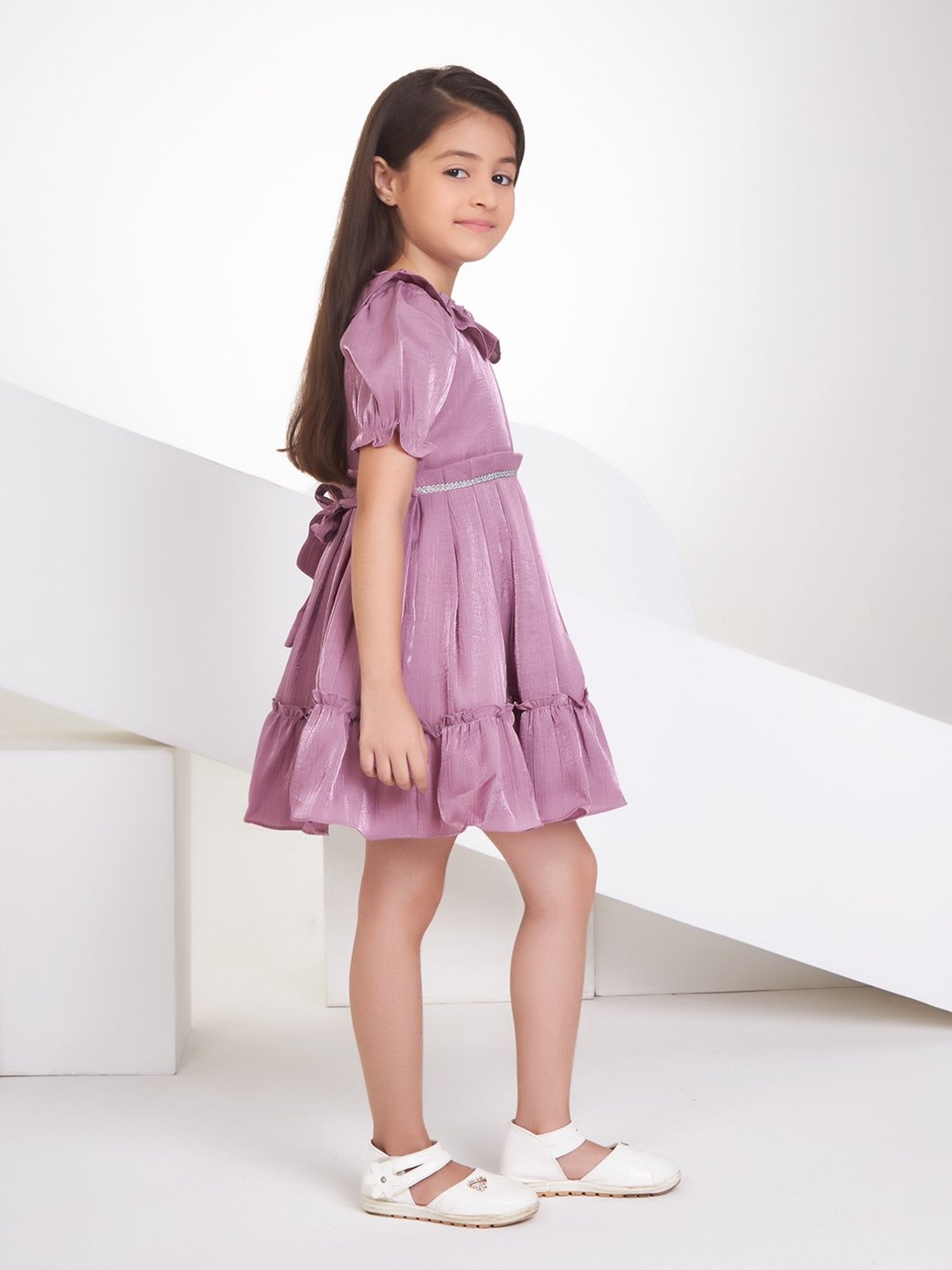 Peppermint Kids Mauve Textured Dress