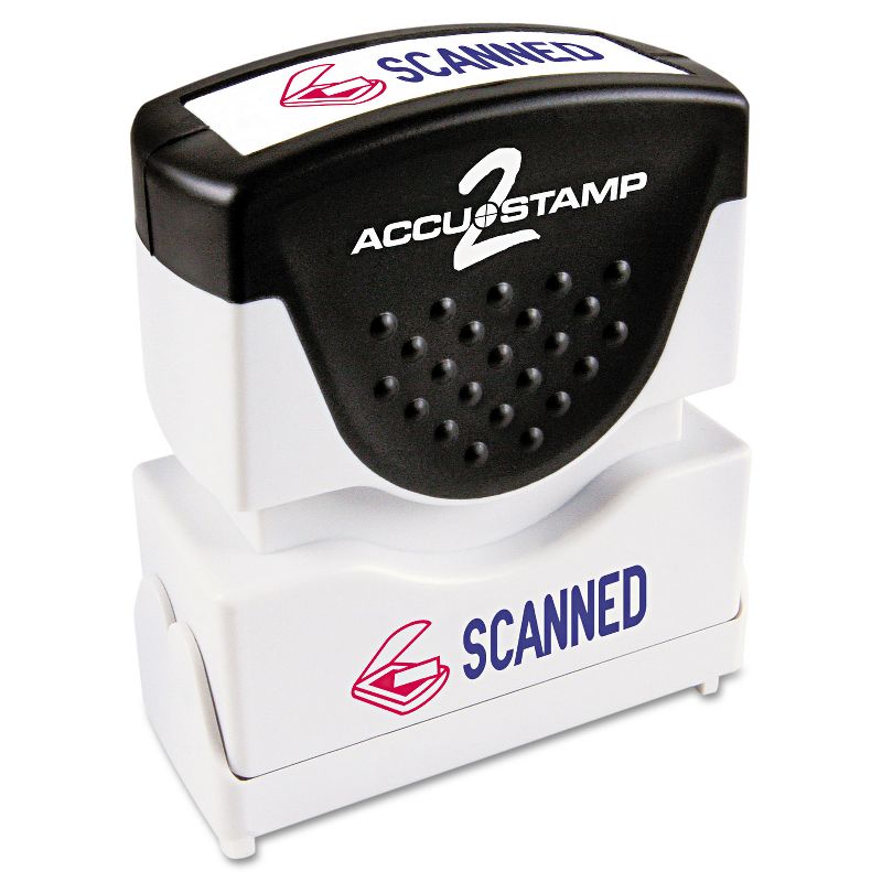 Accustamp2 Pre-Inked Shutter Stamp with Microban Red/Blue SCANNED 1 5/8 x 1/2 035606