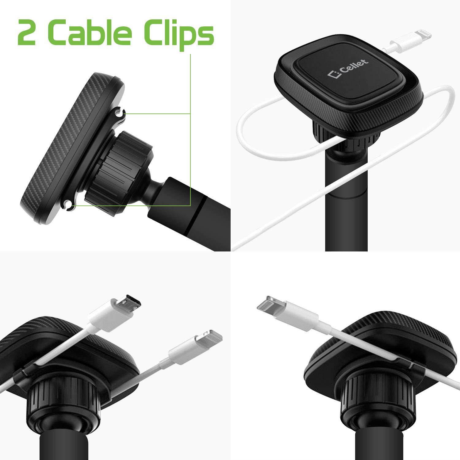 Magnetic Dashboard/Windshield Mount, Extra Strength Magnetic Car Dashboard/Windshield Mount with Flexible Gooseneck and Reusable Sticky Suction Pad for Smartphones by Cellet