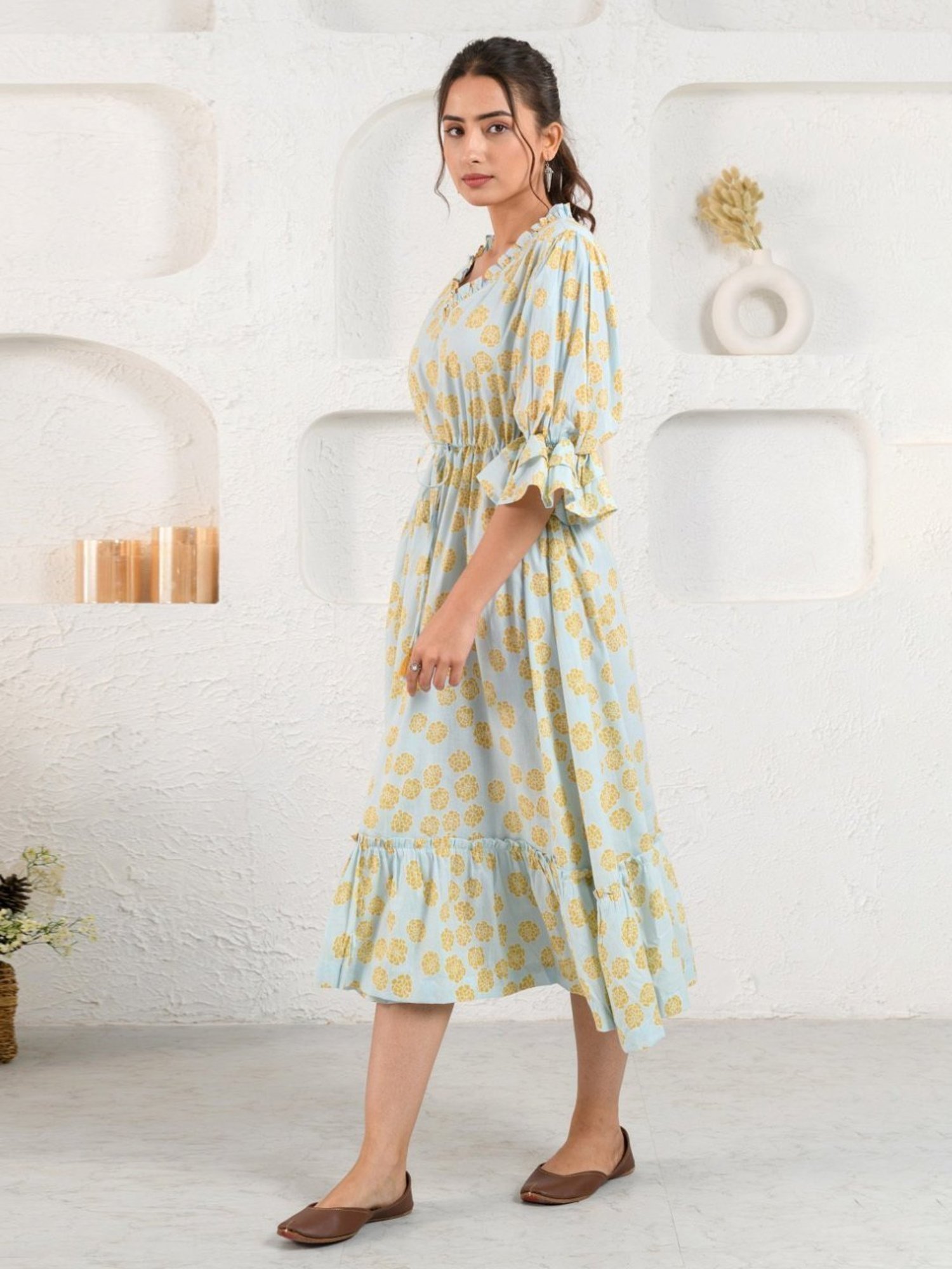 Prakriti Jaipur Blue Marigold Tie Dress