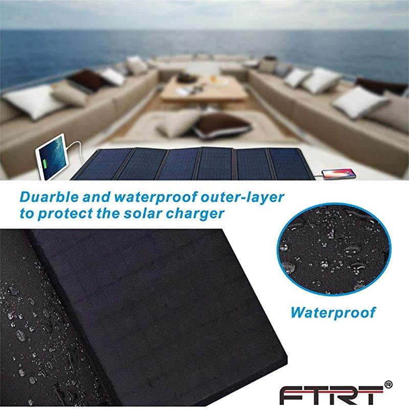 Charger 60W Foldable Panel Portable Battery Charger Kit with Dual 5V USB Ports for Cell Phone Power Bank DC18V Output for Laptop Tablet DC12V for Car motorcycles Boat RVs Charge Battery