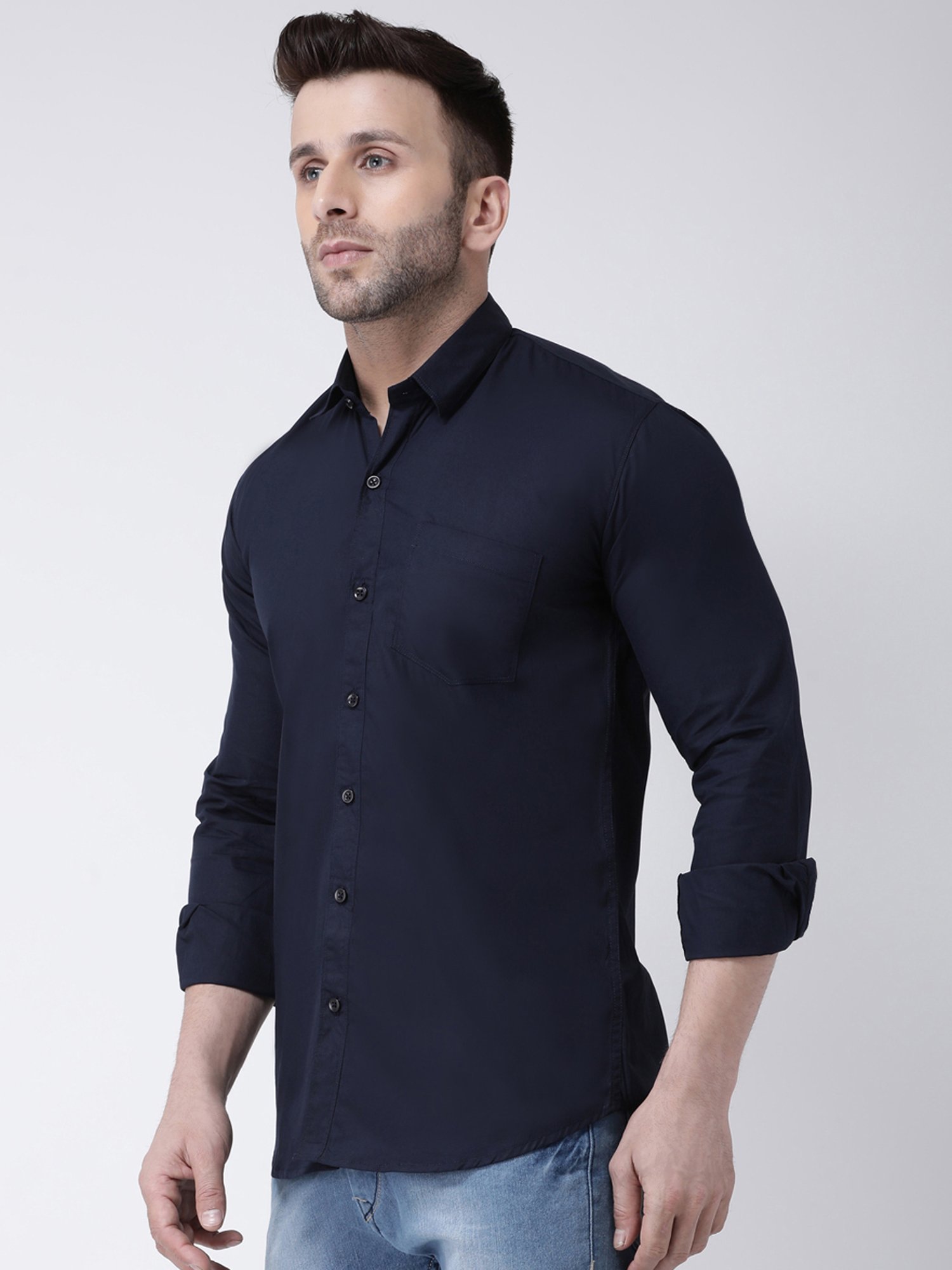 Hangup Plus Navy Slim Fit Pure Cotton Shirt