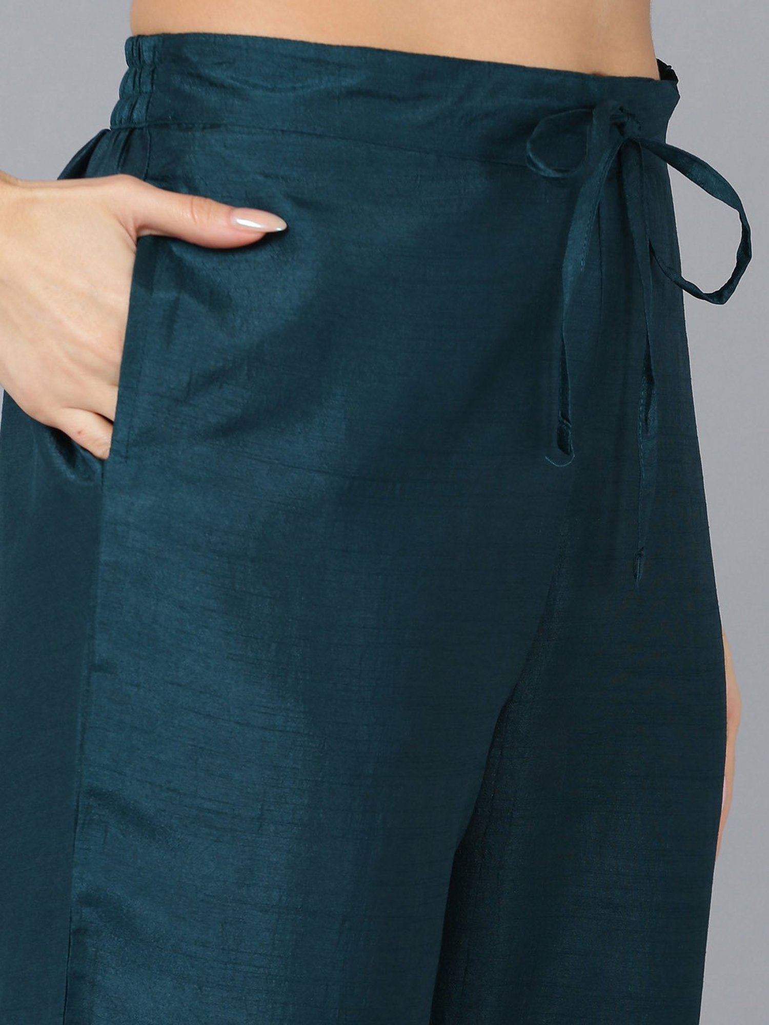 Vaamsi Teal Green Embroidered Kurta Pant Set With Dupatta