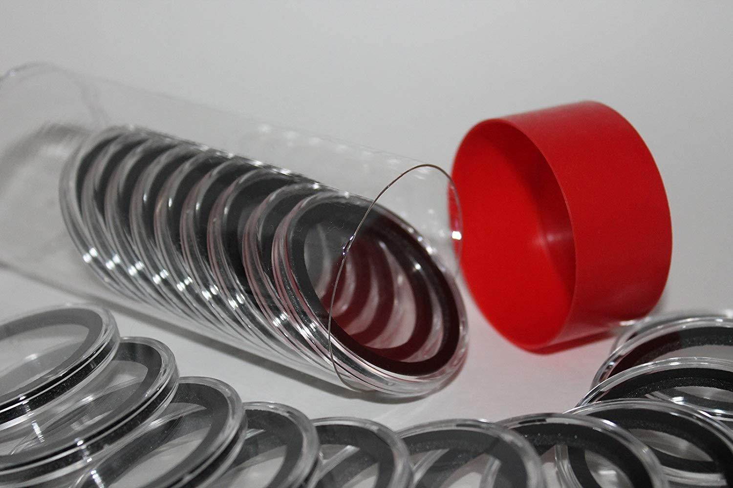 1 Airtite Coin Holder Storage Container & 20 Black Ring 16mm Air-Tite Coin Holder Capsules for 1/10oz Gold Eagles
