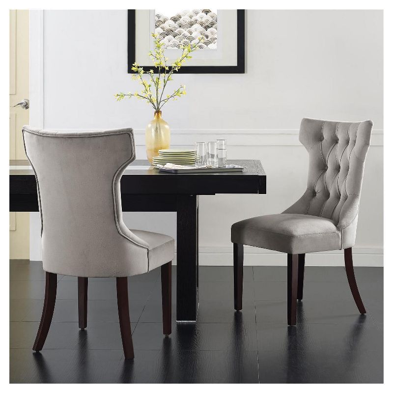 Set of 2 Tufted Hourglass Dining ChairTaupe - Dorel Living
