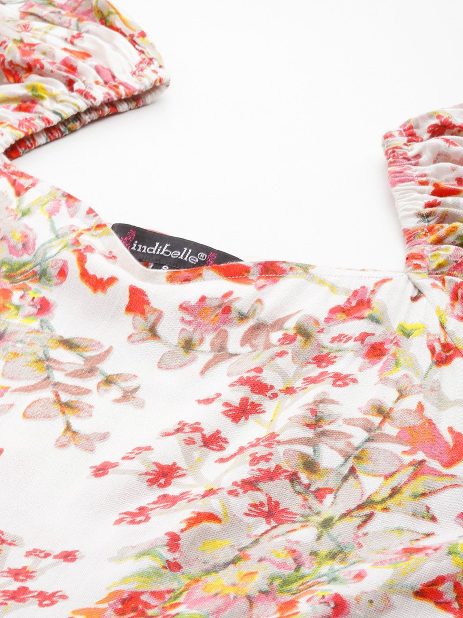 Saffron Threads Black Cotton Floral Print Ethnic Dress