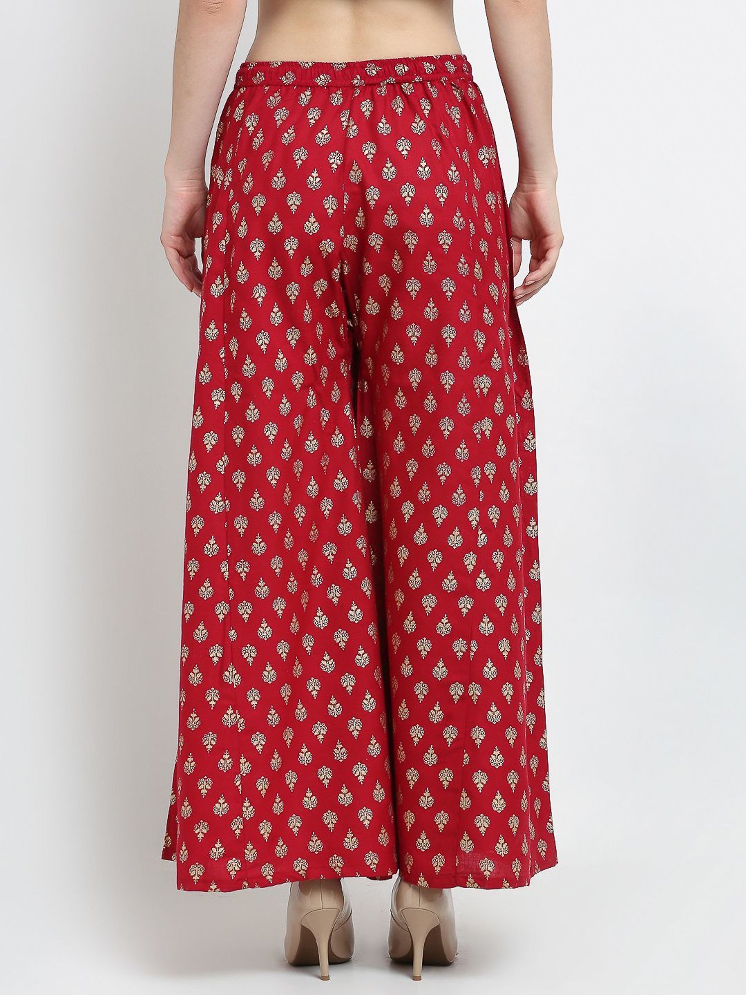 Gracit Maroon & Green Printed Palazzos - Pack Of 2