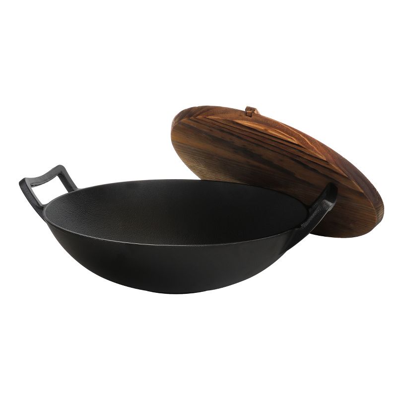 Victoria Cast Iron Wok with Stability Base 14" Black
