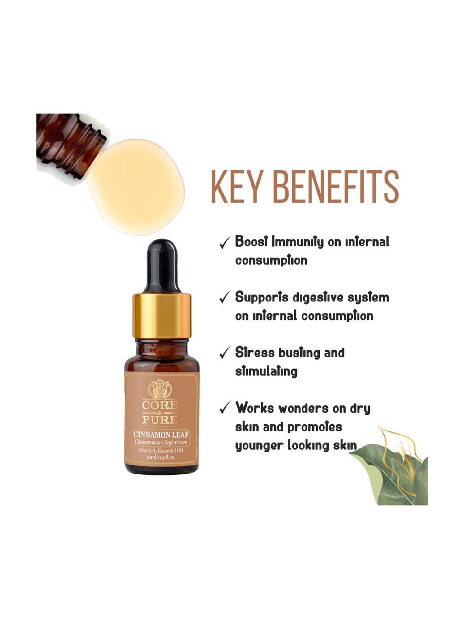 CORE & PURE Cinnamon Leaf Essential Oil - 12 ml