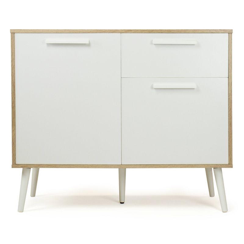 39" Stockholm Dining Buffet Table with Storage and Adjustable Shelving Light Wood/White - Humble Crew