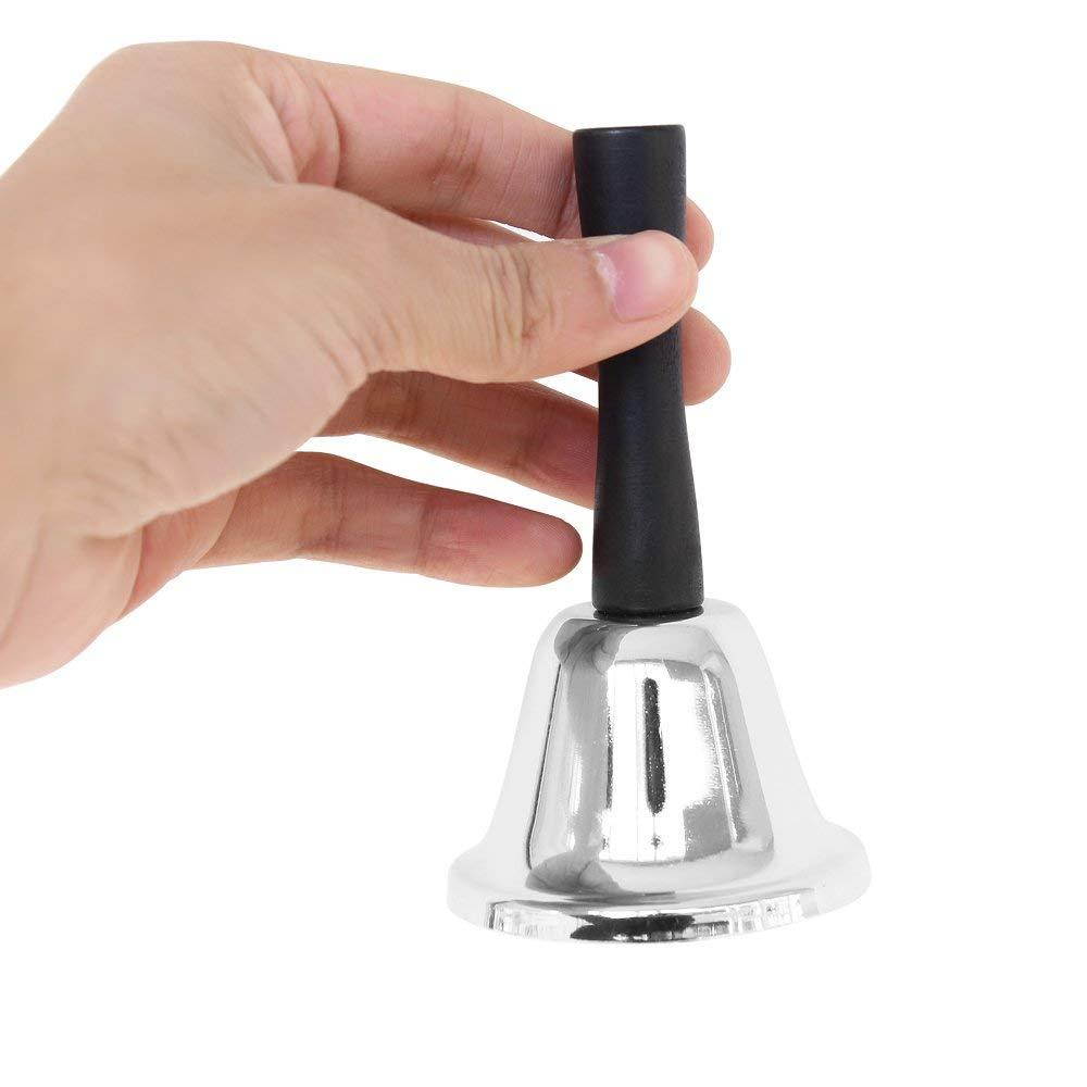 Hysagtek 2 Pcs Metal Tea Hand Bell Loud Call Service Bell Tone Handbell for Wedding Events, Decoration, Food Line, Alarm, Jingles, Ringing, Gold and Silver