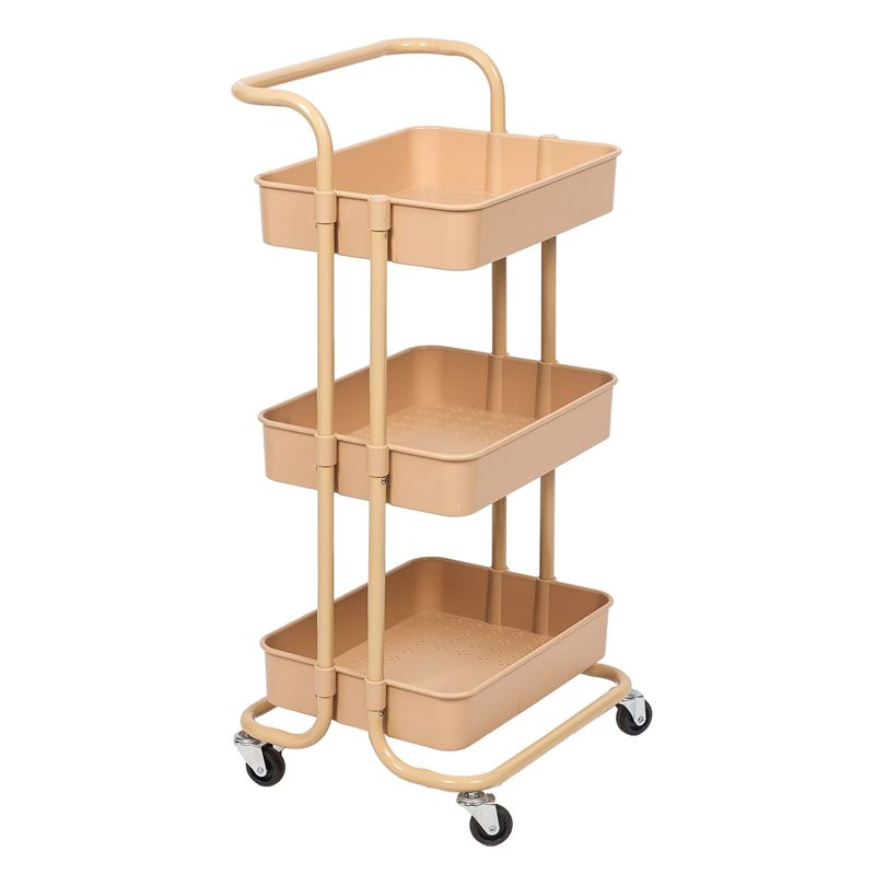 Pemberly Row 3 Tier Mobile Storage Caddy in Beige