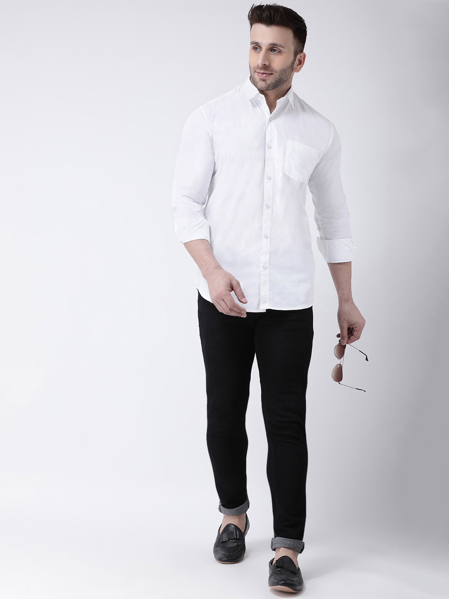 Hangup Plus White Slim Fit Pure Cotton Shirt