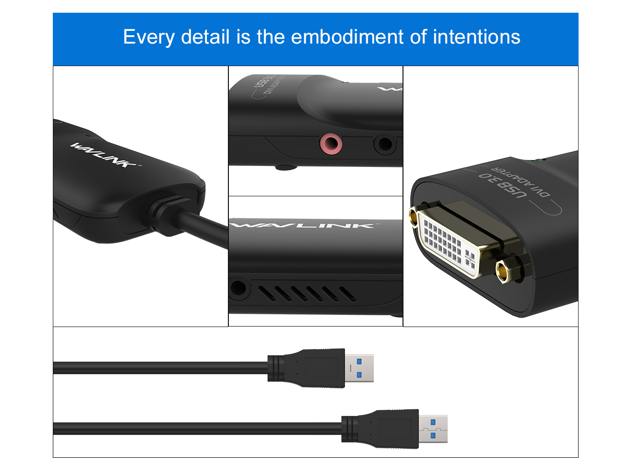 Wavlink USB 3.0 to HDMI Universal Video Graphics Adapter with Audio Port Displaylink Chip Supports up to 6 Monitor displays, 2048x1152 External Video Card Adapter Support Windows, Mac OS & Chrome OS