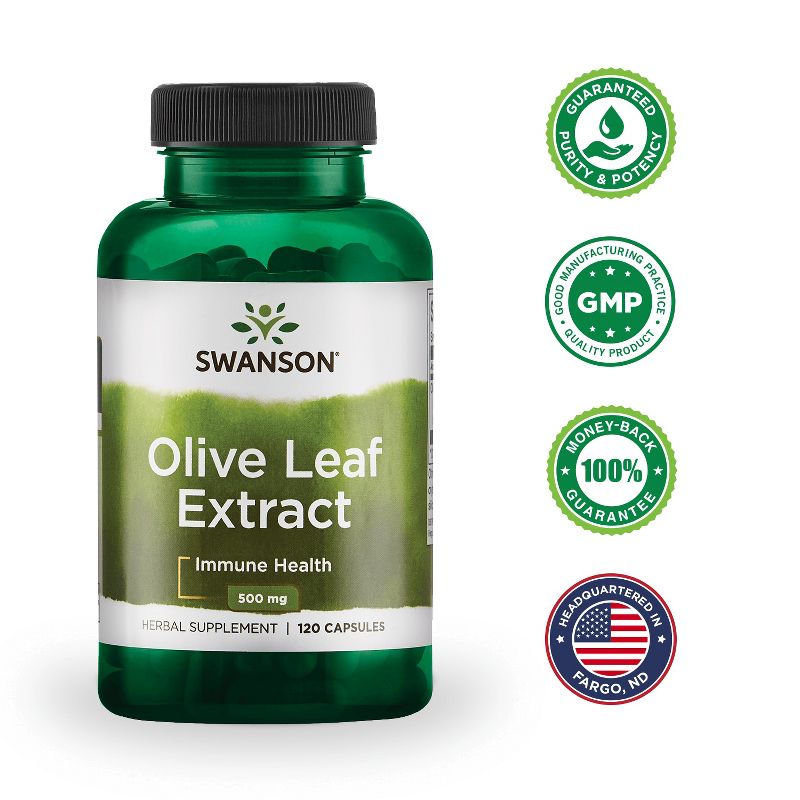 Swanson Olive Leaf Extract Capsules, 500 mg, 120 Count