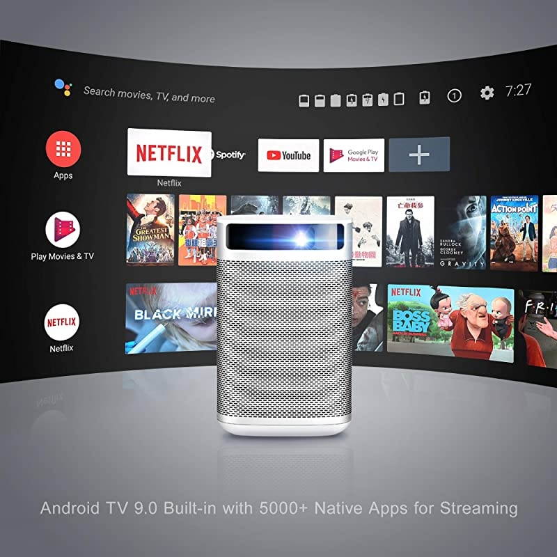 MOGO Pro Mini Portable Projector SmartTrue 1080P Full HD 300 ANSI Lumen Android TV 90 HarmanKardon Speakers 30000 Hours Lamp Life The Only 1080P Android TV Portable Projector