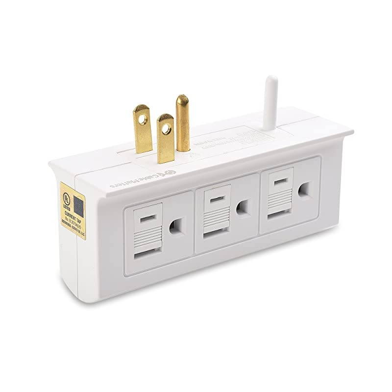 2Pack 6 Outlet Splitter Grounded Side Access Outlet Extender Wall Tap