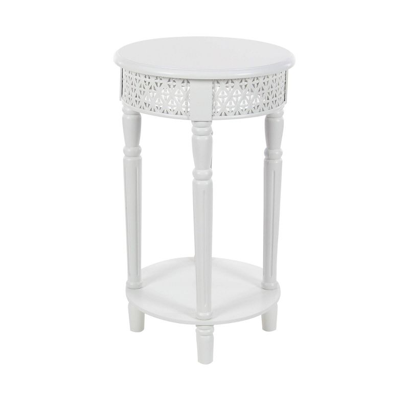 Wooden Round Lattice Side Table White - Olivia & May