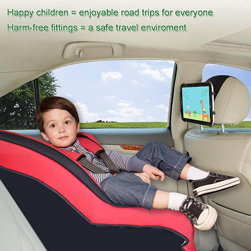 Car Mount  Universal Car Headrest Mount Holder with Silicon Holding Net Compatible with Both 4.5-6 Inch Phones and 7-10.5 Inch Tablets