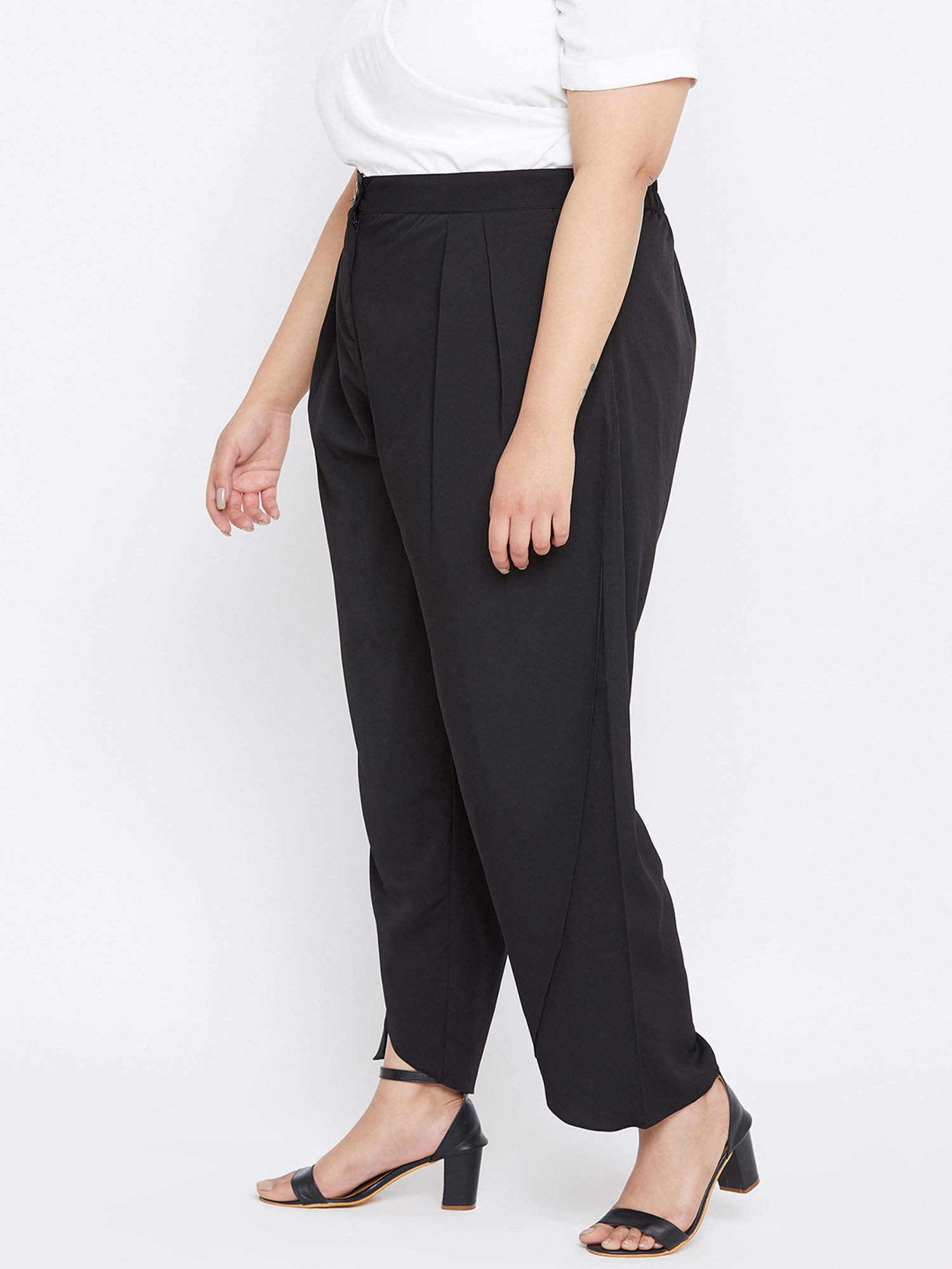 Uptownie Lite Women's Crepe Solid Plus Size Tulip Pants