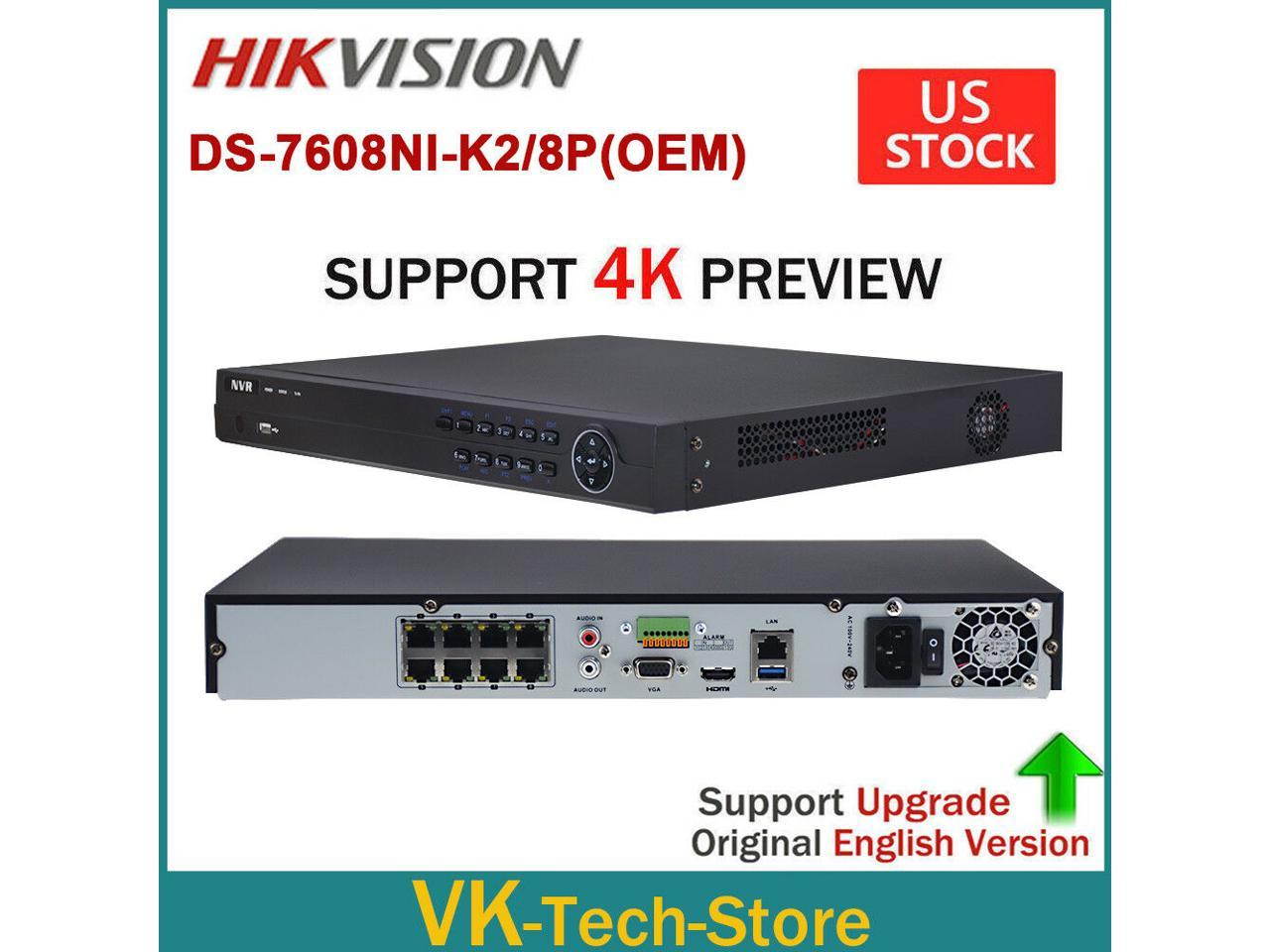 HIKVISION OEM 4K 8CH DS-7608NI-K2/8P POE 8MP NVR CCTV Security Network Recorder