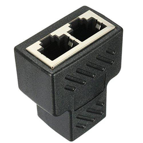 2 Pack RJ45 Splitter Connectors, 1 to 2 Ways Ethernet cables interface RJ-45 Socket Adapter 8P8C HUB Network LAN Internet PC laptop router cable Coupler contact Modular plug For Cat5 Cat5e Cat6 Cat7