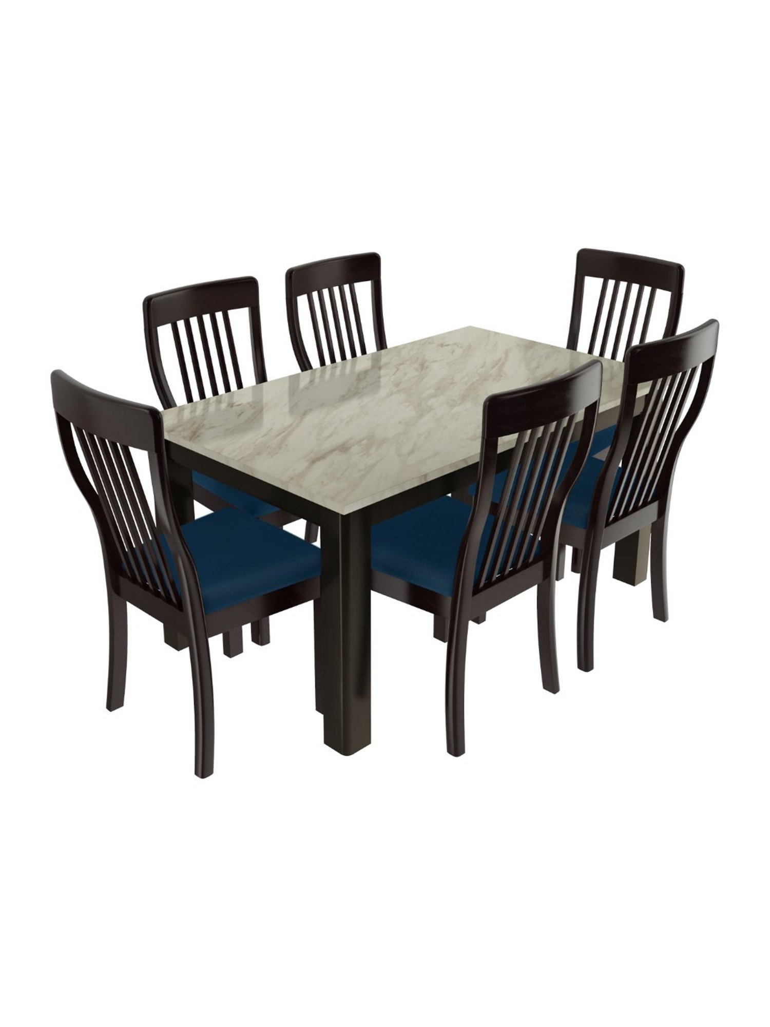 Godrej Interio Allure Black & White Rubber Wood 6 Seater Rectangular Dining Table