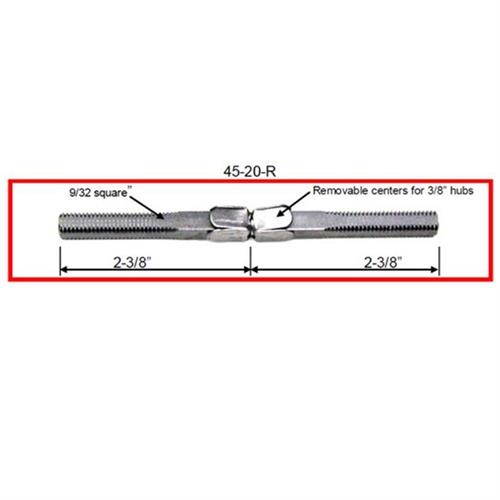 Progressive 45-20-R Steel Swivel Spindle 9/32" Square x 4-3/4" Long 20 TPI 3/8" With Two Removable Centers A Replacement For Surface Mount Mortise Locksets