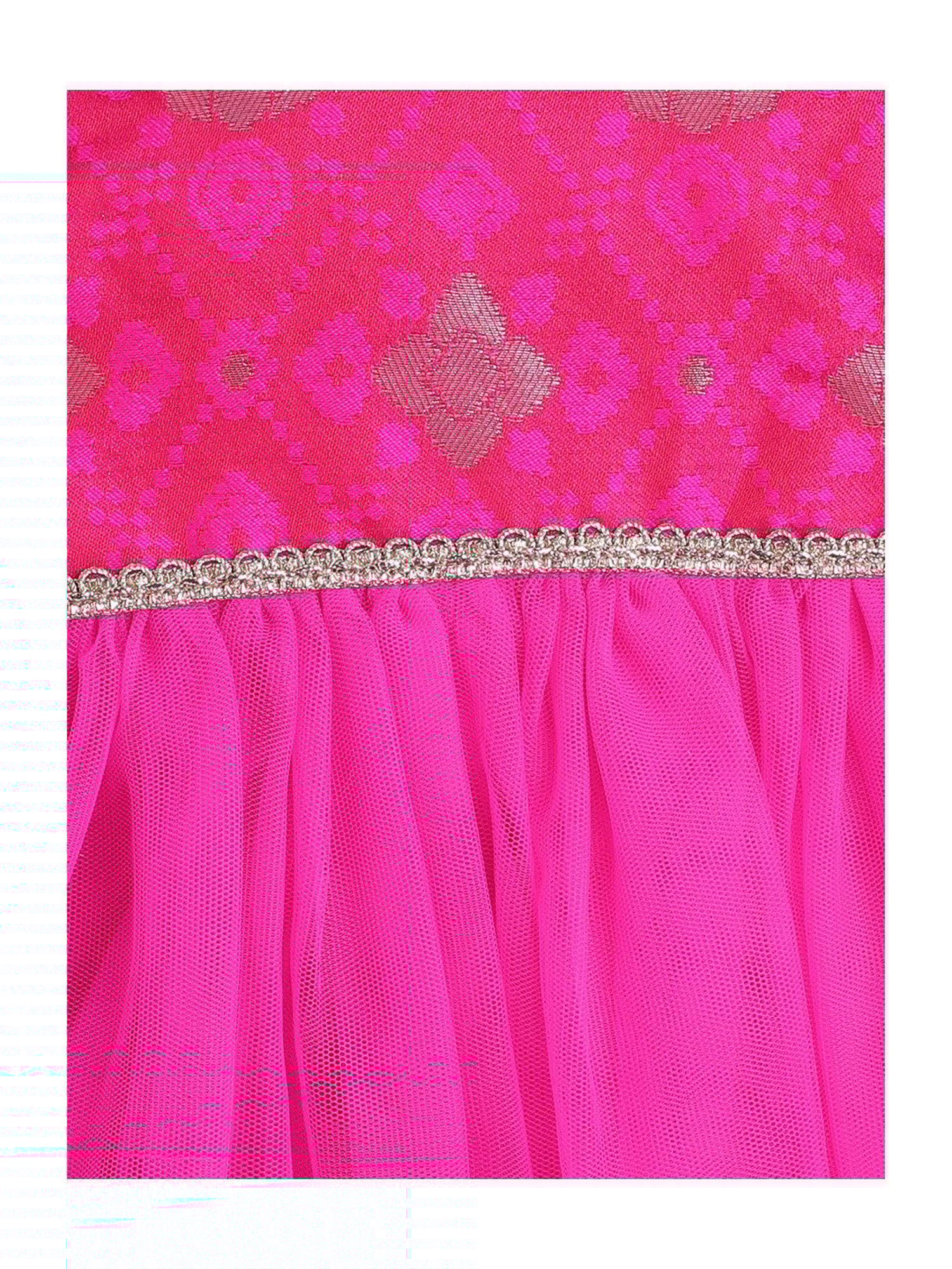 Many Frocks Kids Pink Self Design Dress