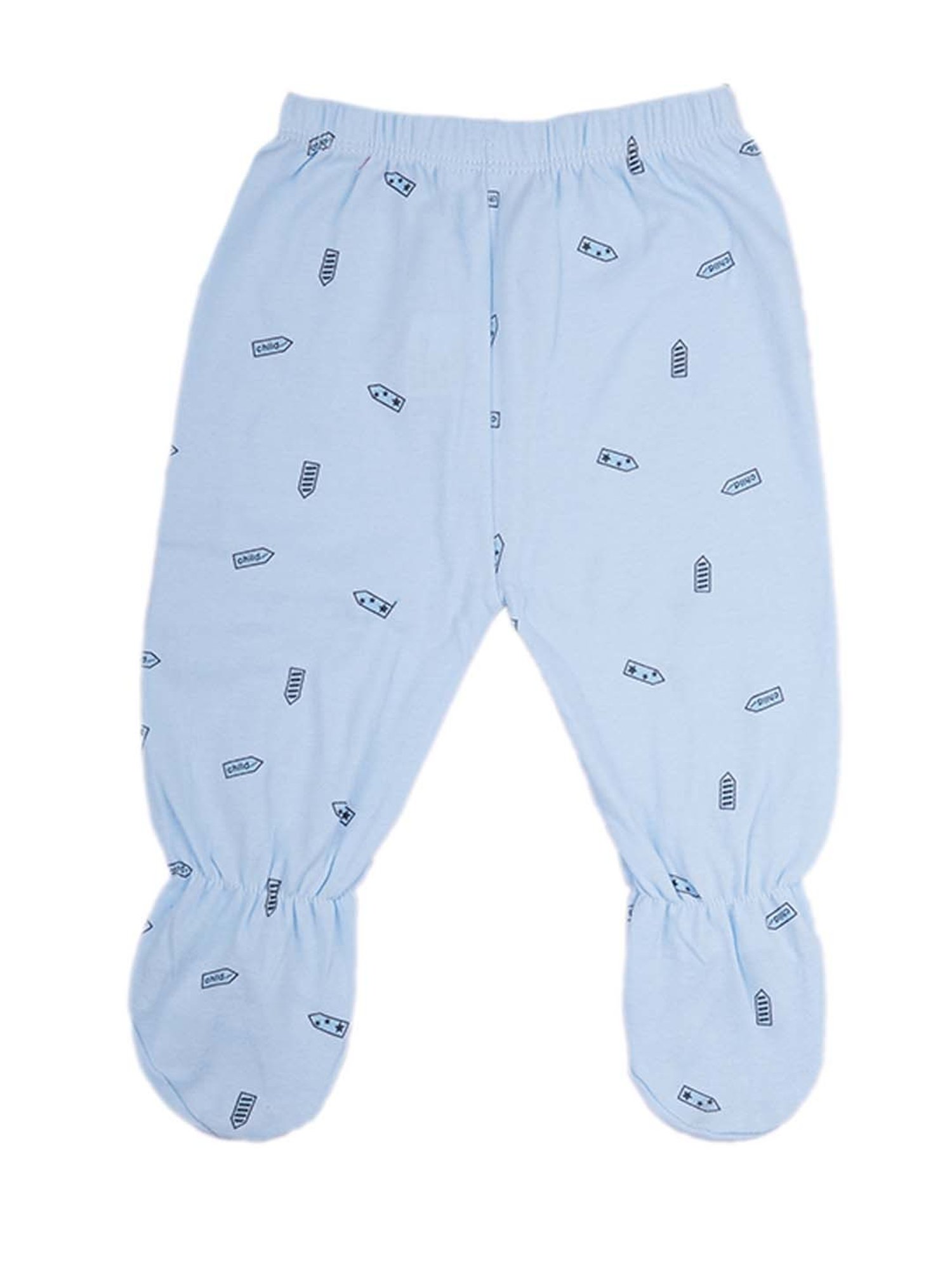 Baby Moo Kids Blue Printed Full Sleeves T-Shirt Set