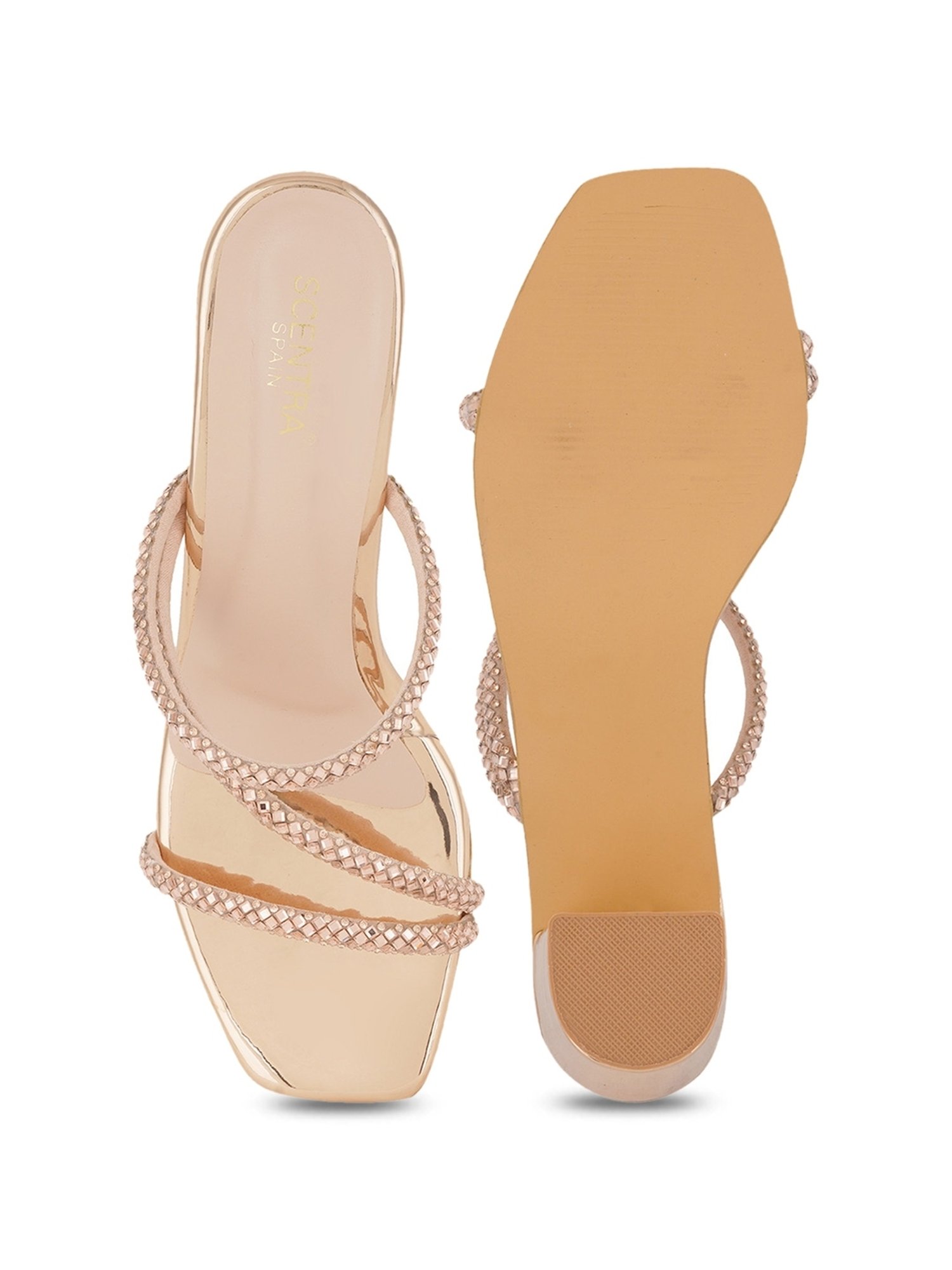 Scentra Women's Golden Ethnic Sandals