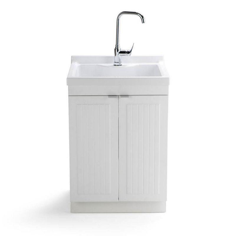Bishop Traditional Laundry Cabinet with Faucet and ABS Sink White - WyndenHall