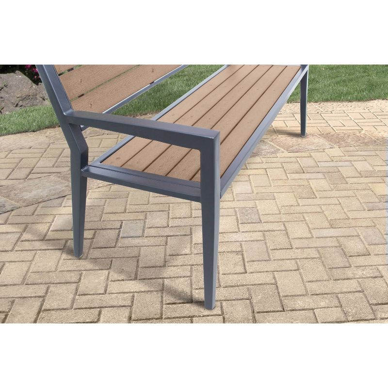 Wood Outdoor Bench in Natural Brown-Pemberly Row