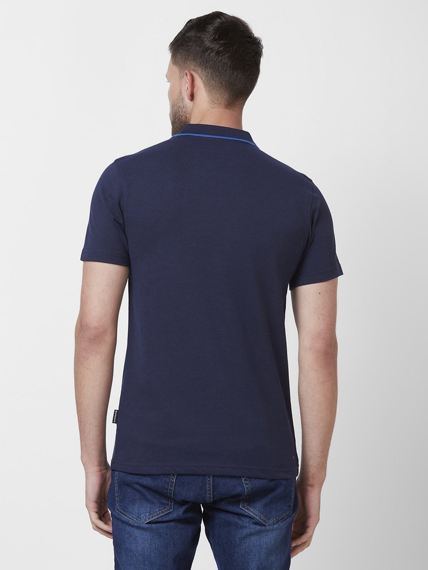 Giordano Navy Blue Cotton Slim Fit Polo T-Shirt