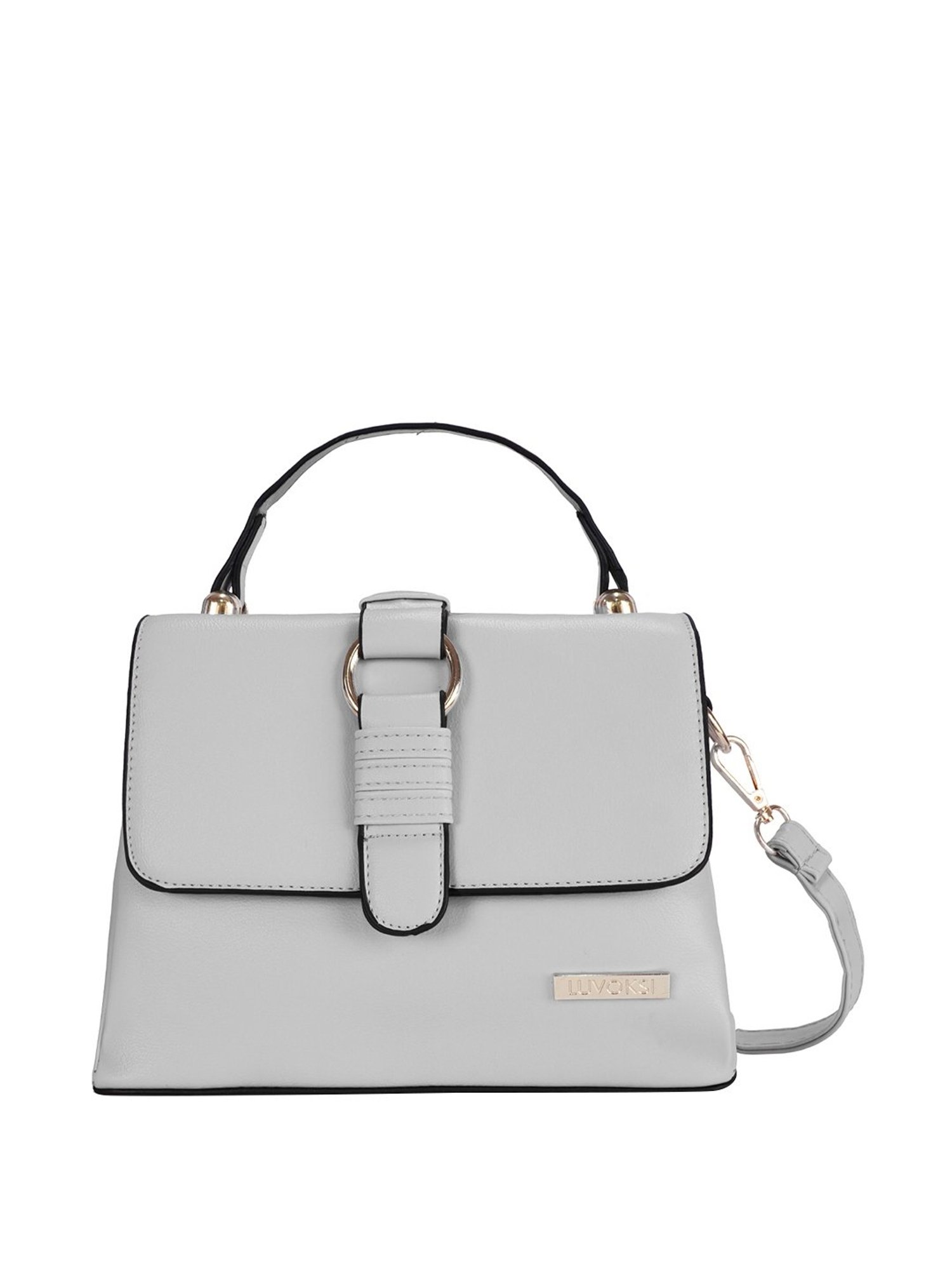 Luvoksi Grey Solid Medium Satchel Handbag