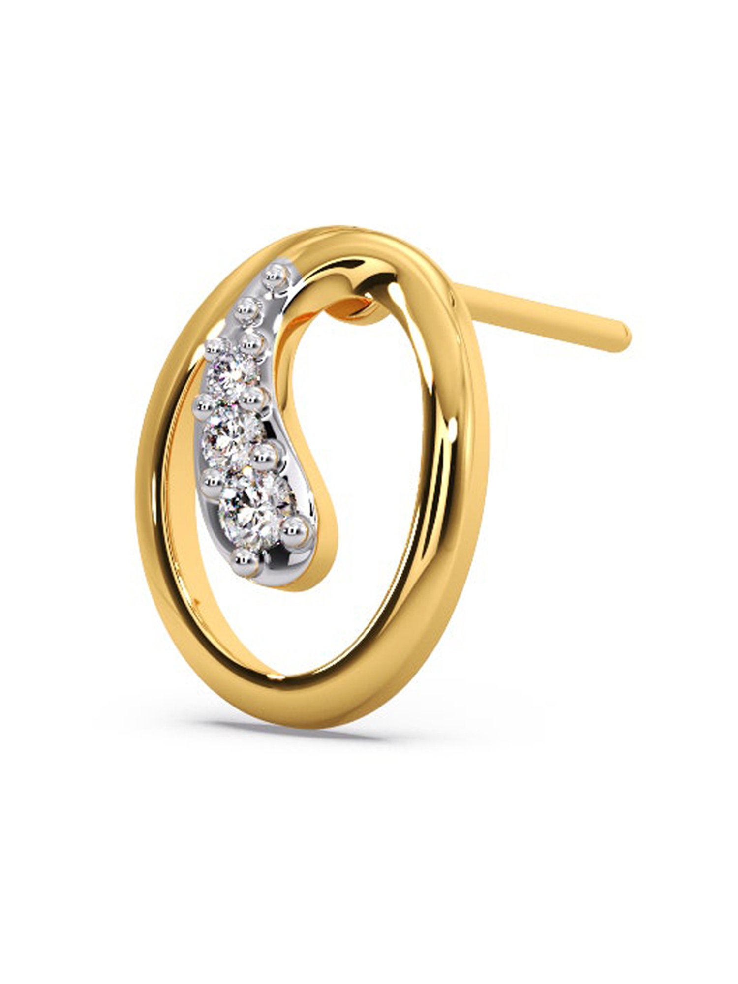 Candere by Kalyan Jewellers Stylish 18K Yellow Gold and Diamond Stud Earrings