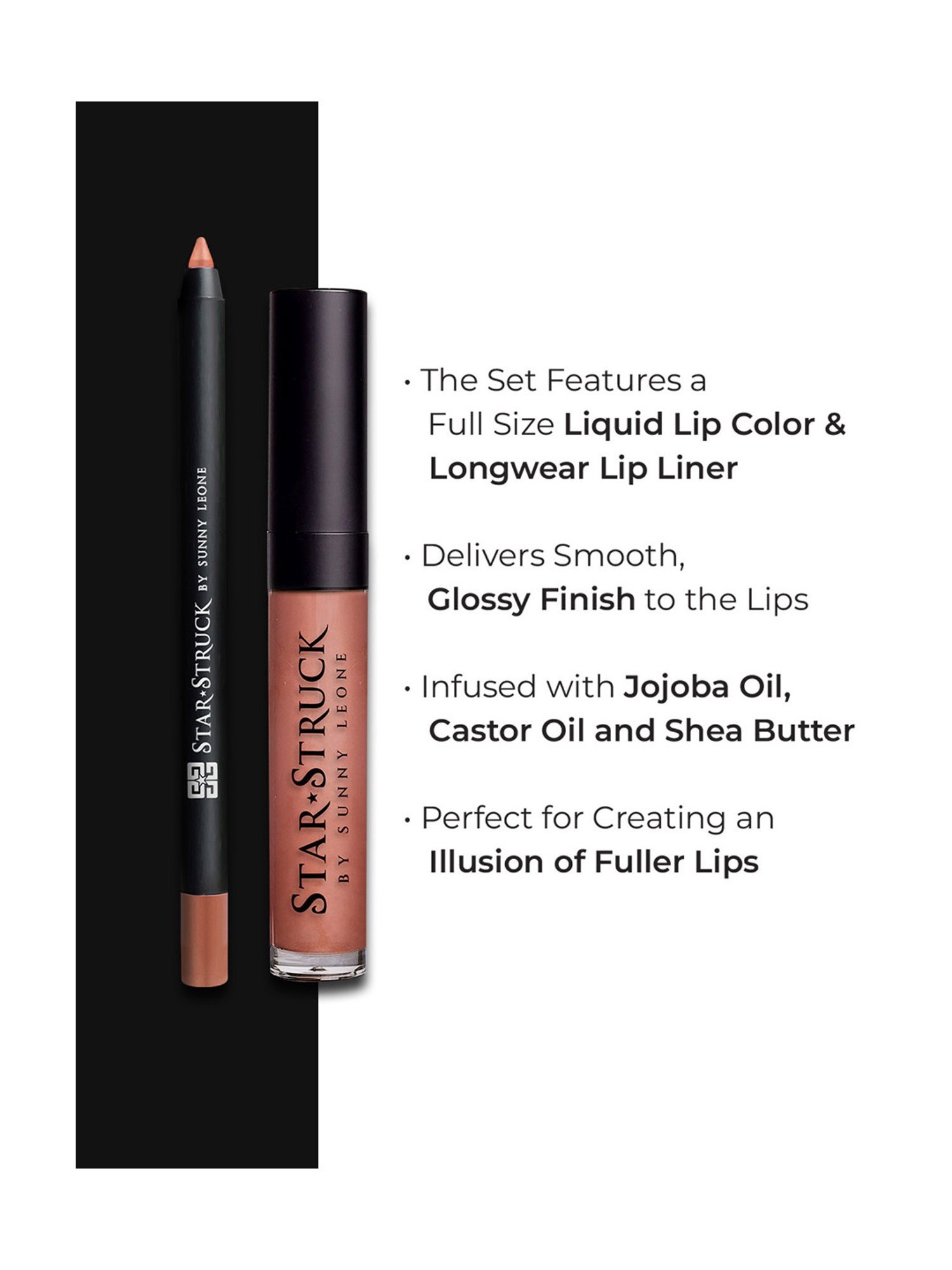 StarStruck By Sunny Leone Lip Gloss+Liner Lip Kit Toffee - Pack of 2