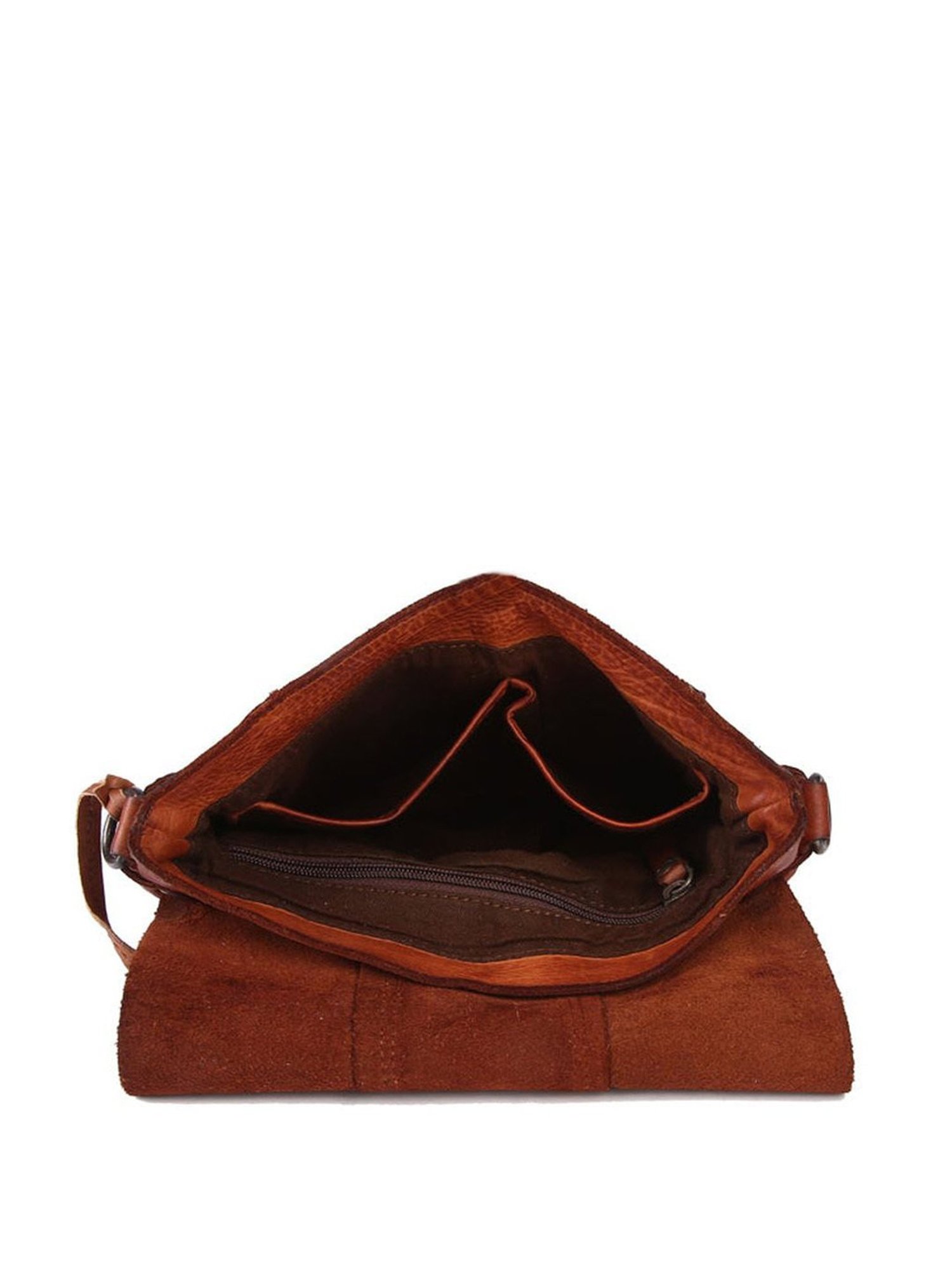 HiLEDER Brown Textured Small Leather 12 inch Cross Body Bag
