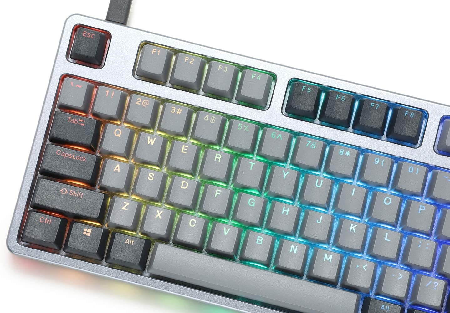 Drop CTRL High-Profile Mechanical Keyboard &mdash; Tenkeyless TKL (87 Key) Gaming Keyboard, Hot-Swap Switches, Programmable, Backlit RGB LED, USB-C, Doubleshot PBT, Aluminum (Gray, Kaihua Box White)