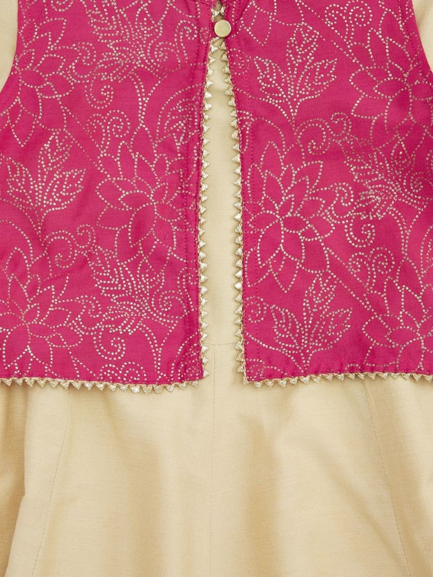 Akkriti by Pantaloons Kids Beige & Pink Printed Party Dress with Jacket