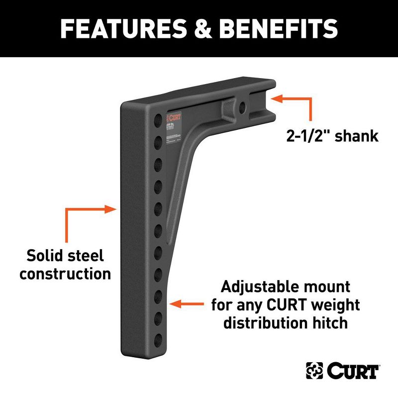 Curt Adjustable Weight Distribution Hitch Shank Replacement for Truck Trailer Towing 17132