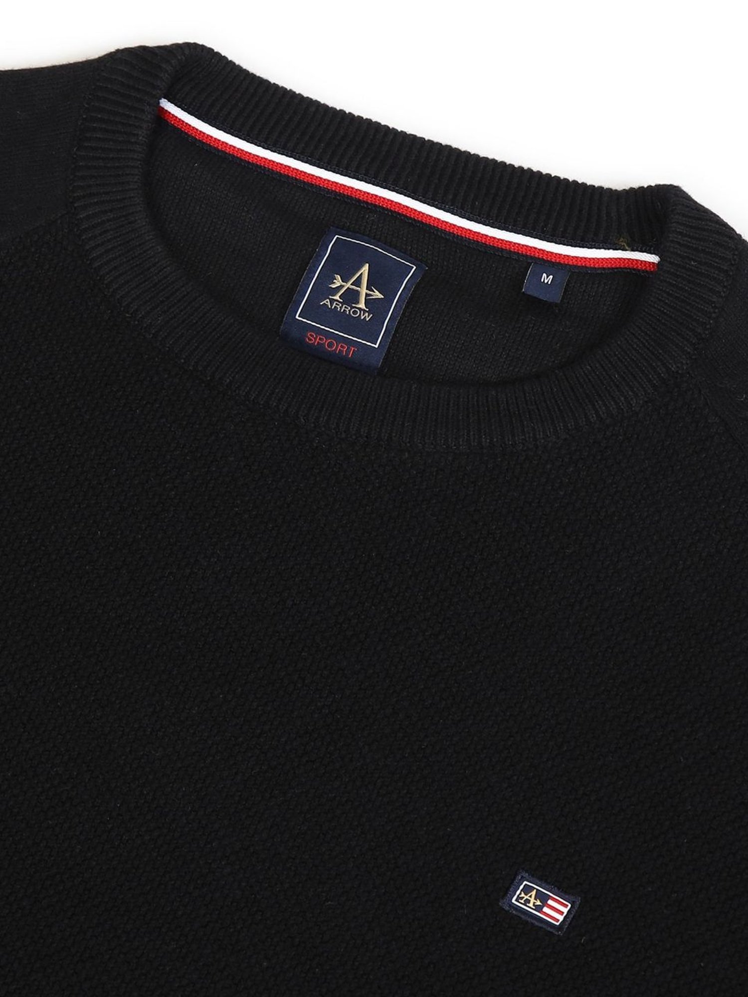 Arrow Sport Black Cotton Regular Fit Sweater