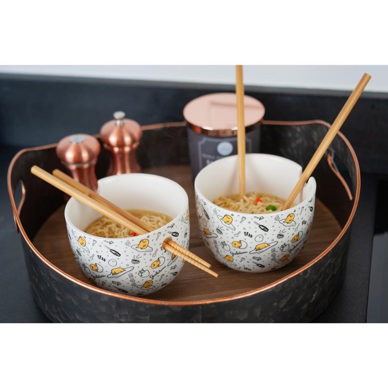 Seven20 Gudetama 2 Pack 4 inch Ceramic Bowl & Chopstick Set