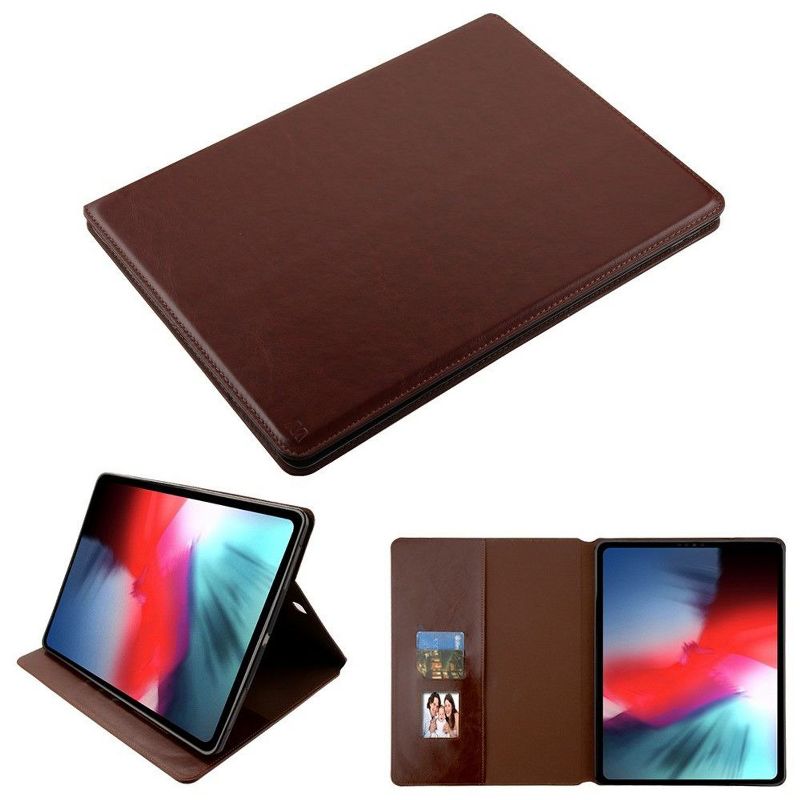 MYBAT For Apple iPad Pro 12.9" (2018) Brown MyJacket Leather Fabric Case Cover w/stand