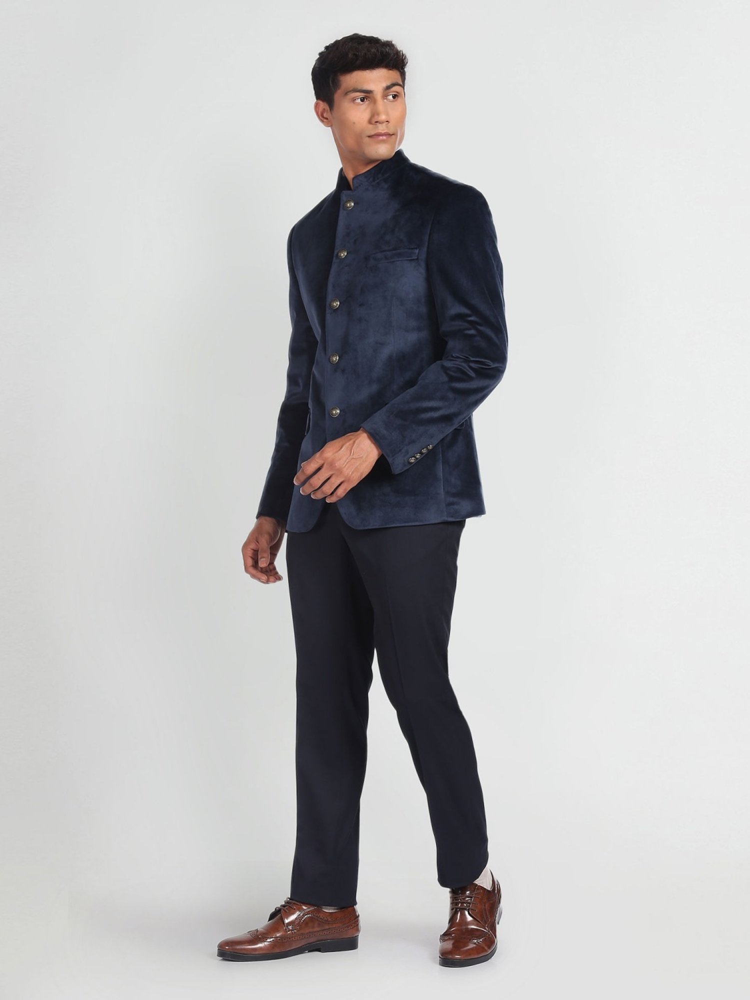 Raymond Brown  Slim Fit Printed Three Piece Suit