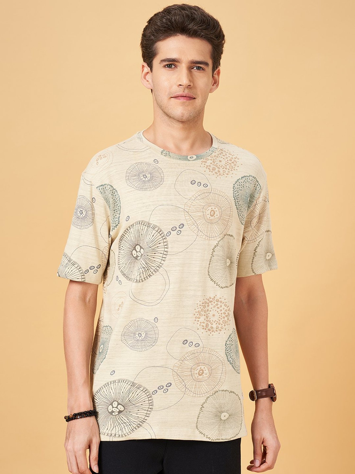 7 Alt by Pantaloons Turtledove Cotton Relaxed Fit Printed T-Shirt